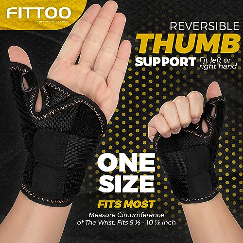 FITTOO Copper Infused Thumb & Wrist Brace for Men and Women - Comfortable CMC Thumb Brace Spica Splint for Pain Relief, Tendonitis, Right & Left Hand - Universal Size