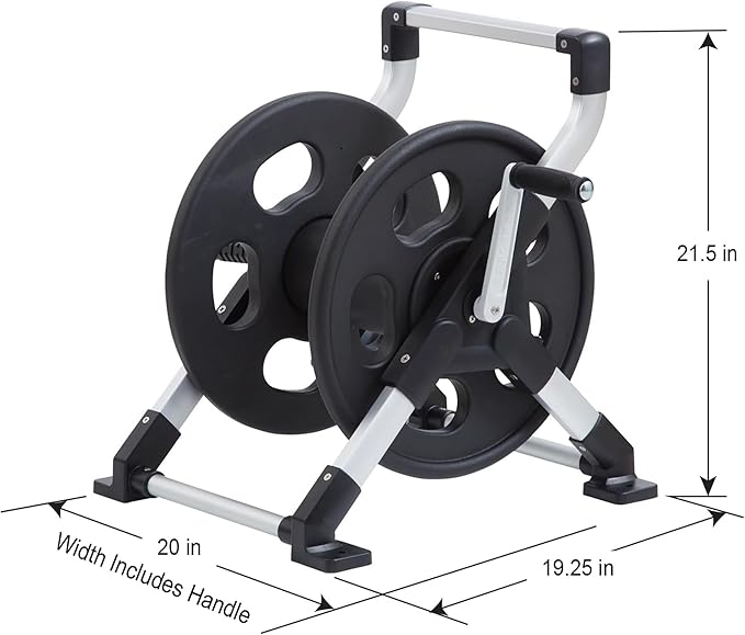 Liberty Garden 306 Explorer Floor or Wall Mount Hose Reel, Aluminum, Holds 150-feet of 5/8-Inch hose, Silver/Black