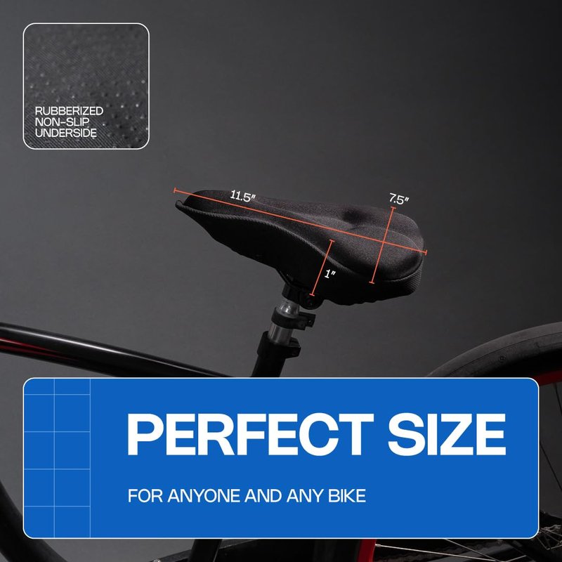 Revas Bike Seat Cushion Padded Shock-Absorbing Bicycle Seat Cover for Comfortable Long Rides | Universal Bike Seat Padding for Road, Mountain & Commuter Bikes