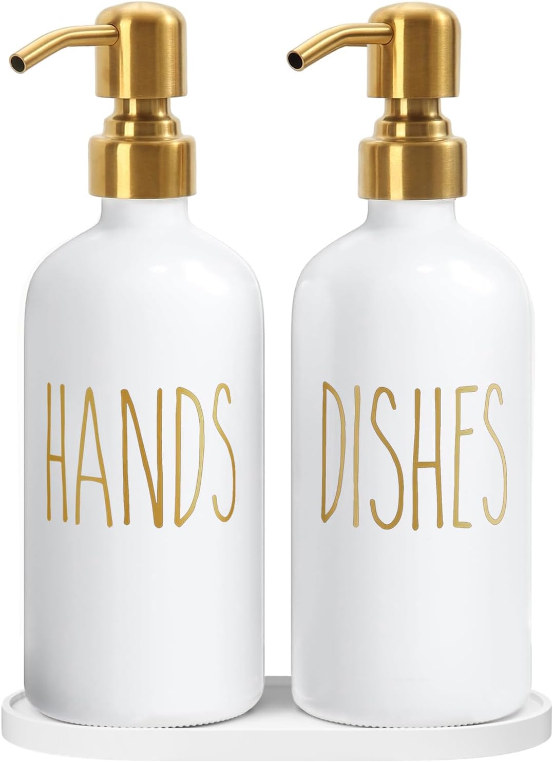MOMEEMO Kitchen Soap Dispenser Set, Contains Dish and Hand Soap Dispenser, Suitable for Kitchen Counter Decor. (White)