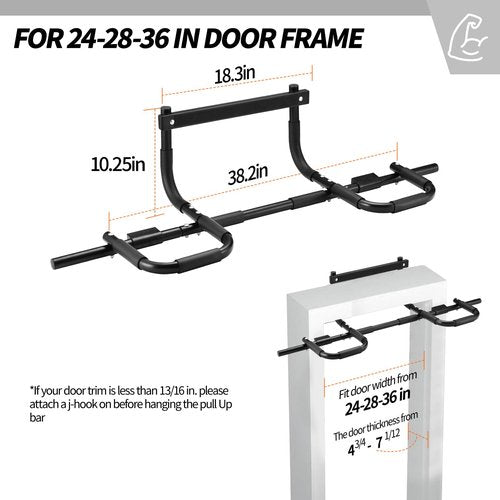 NOWAKE Pull up bar For Doorway,300lbs Heavy Duty Adjustable Width Portable Functional Ergonomic Design Door Frame Chin Up Bar With USA Patent For Home Fitness Workouts