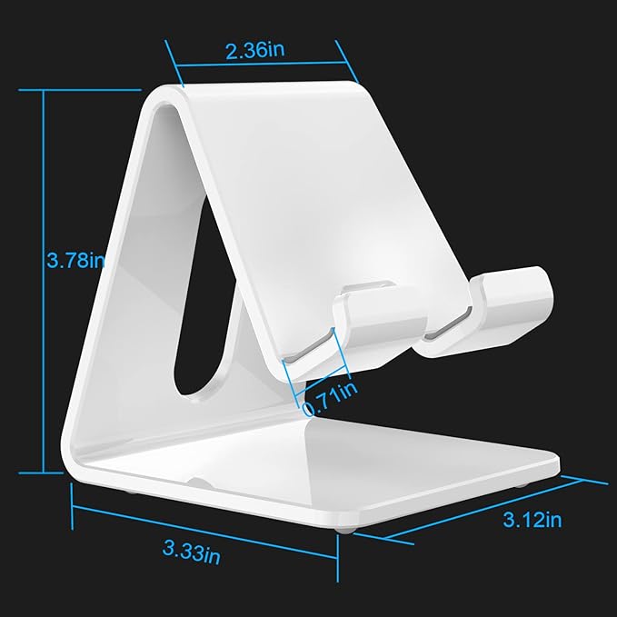 Crpich Acrylic Cell Phone Stand, Portable Phone Holder, White Phone Stand for Desk, Compatible with Phone16 15 14 13 12 Pro Max Mini 11 Plus, Switch, Android Smartphone, Pad, Tablet, Desk Accessories