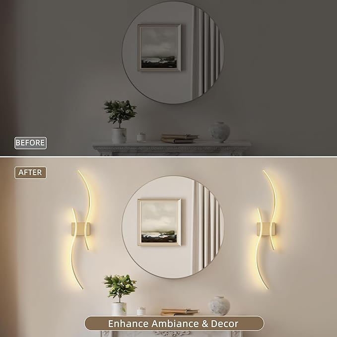 Battery Operated Wall Sconce Set of 2, Dimmable Modern LED Rechargeable Wall