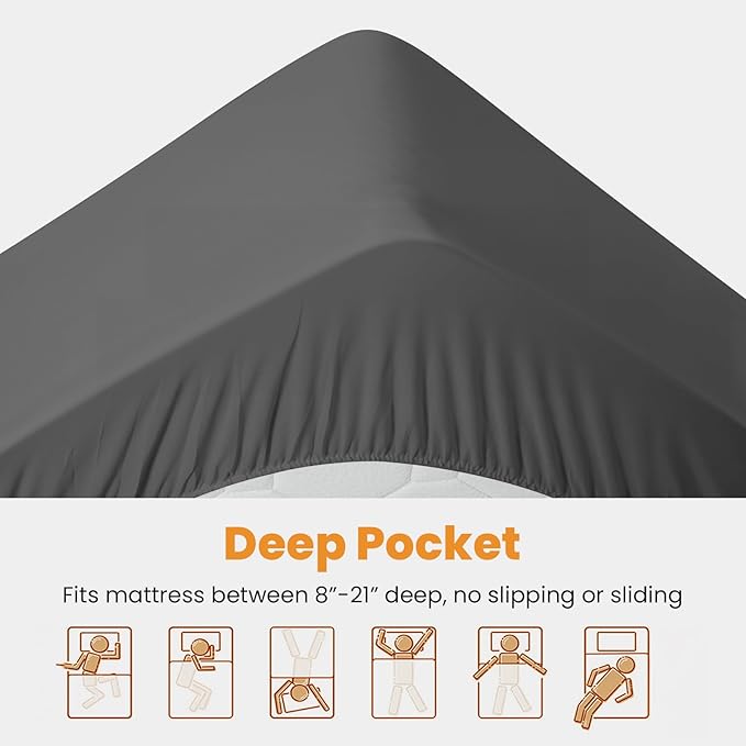 MATBEBY King Size Mattress Pad - Cooling Breathable Mattress Topper, Quilted Fitted Mattress Protector, Pillow Top Mattress Cover with 8-21" Deep Pocket, Machine Washable, Dark Grey, 78x80 Inches