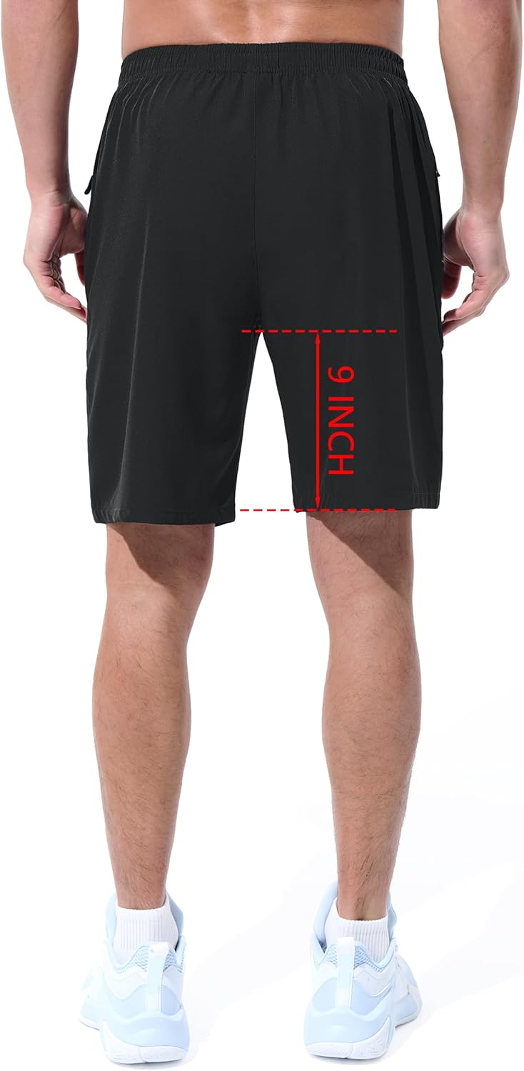 UIQUR Men's Athletic Running Shorts - Quick Dry Lightweight Gym & Basketball Shorts with Zipper Pockets | 7"/9" Options