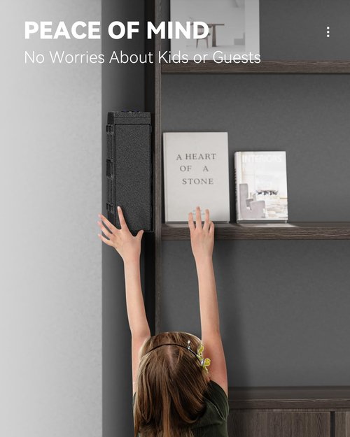 HOLEWOR Slider Gun Safe for Handgun Biometric Drop Down Pistol Safe, Mounted Single Handgun Safe Bedside Gun Safe