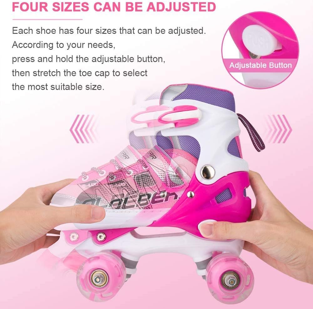 Sowume Adjustable Roller Skates - Illuminating Wheels for Girls & Women | Safe & Fun Design