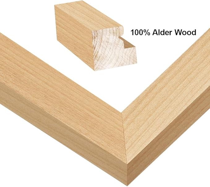 RPJC 8x10 inch Picture Frame Made of Solid Wood and High Definition Glass Display Pictures 5x7 with Mat or 8x10 Without Mat for Wall Mounting Photo Frame Natural