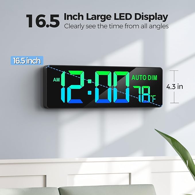 REACHER 16.5" Large Digital Wall Timer Clock