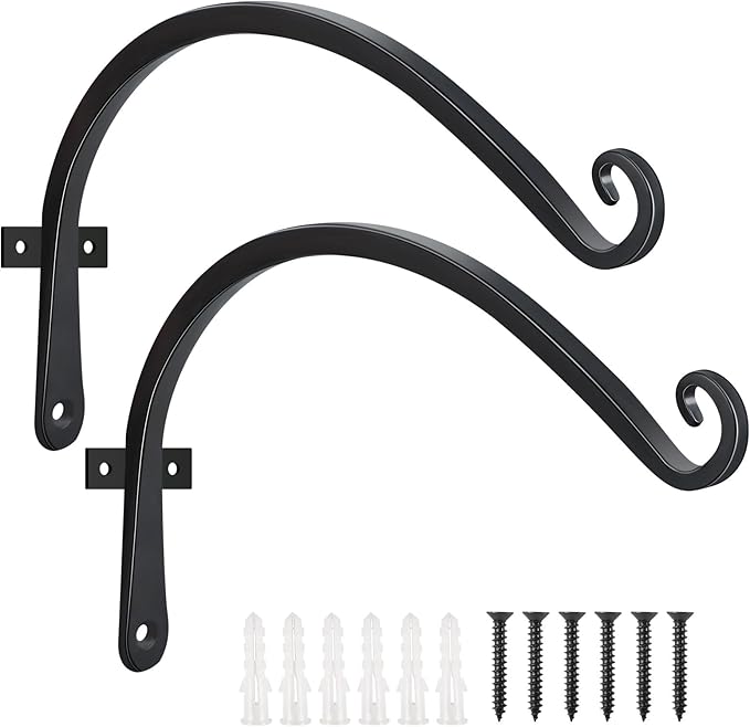 FEED GARDEN 2 Pack 12 Inch Hanging Plant Bracket Wall Hooks Decorative Plant