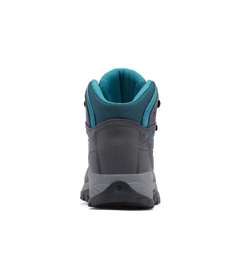 Columbia Womens Newton Ridge Plus Waterproof Amped, Shark/River Blue, 6 Wide