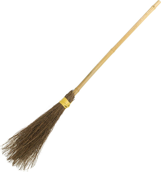 Kangaroo 36" Bamboo Witch Broom Prop - Wizard Staff Witch Broomstick Magic Broom for Kids, Teens & Adults - Halloween Porch Decor Front Outdoor Fall Decoration - Witches Costume Accessory