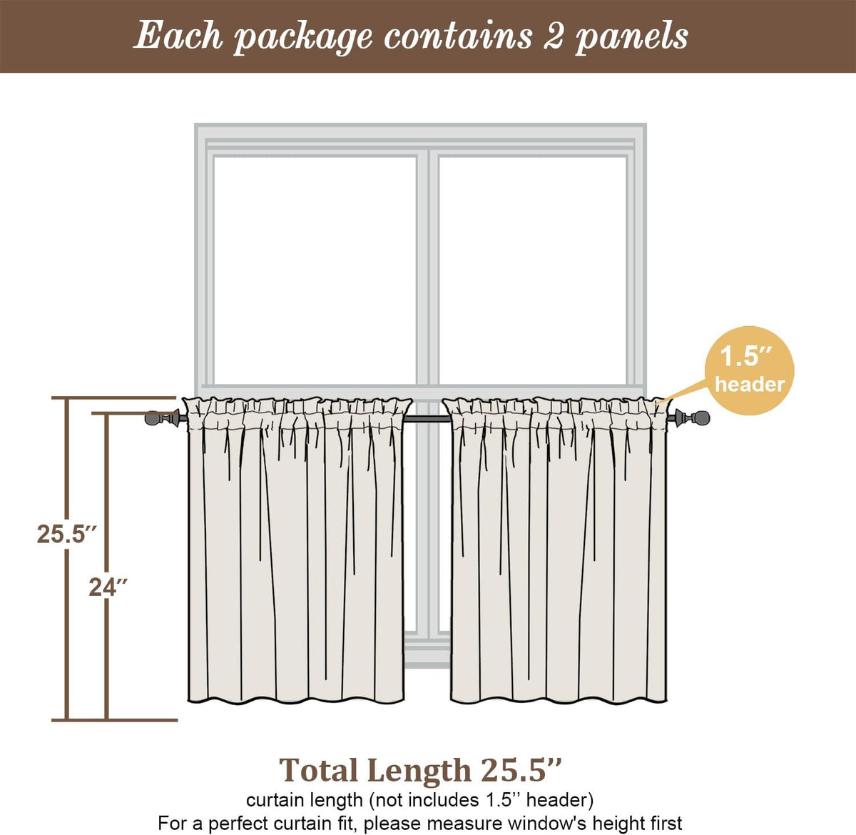 Chyhomenyc Sheer Gold Kitchen Tier Curtains 24 Inch Length Set, Small Window Curtains Treatment for Bathroom/Living Room/Cafe/Basement, Short Voile Curtain Tiers 42in x 24in, Rod Pocket, 2 PCS