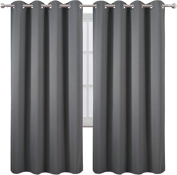 LEMOMO Blackout Curtains 66 x 72 Inch Long Frost Grey Curtains Set of 2 Panels