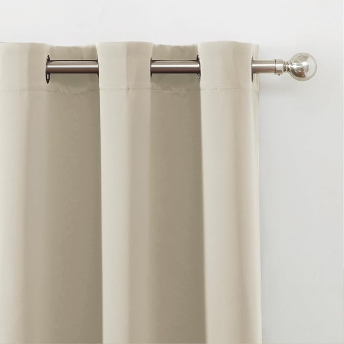 LEMOMO Light Beige Blackout Curtains 42 x 54 Inch Length Set of 2 Panels