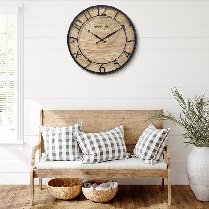 Presentime & Co 21" Farmhouse Series Wall Clock, Cottage Style, Vintage Design