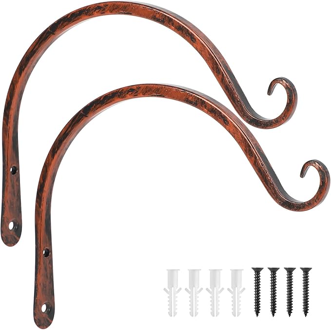 FEED GARDEN 2 Pack 8 Inch Hanging Plant Bracket Wall Hooks Decorative Plant