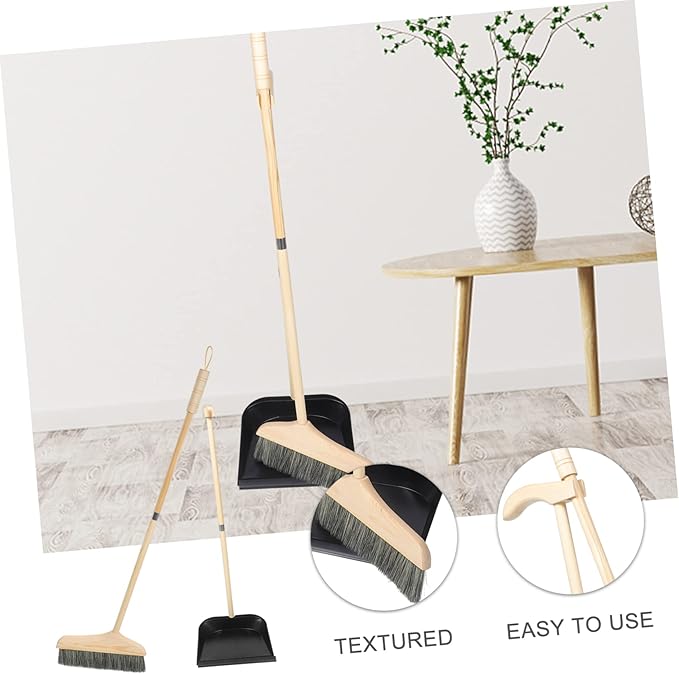1Set Broom and Dustpan with Long Handle Durable Household Cleaning Tool for Home Office Kitchen Easy to Use Dustpan and Brush for Efficient Garbage Collection