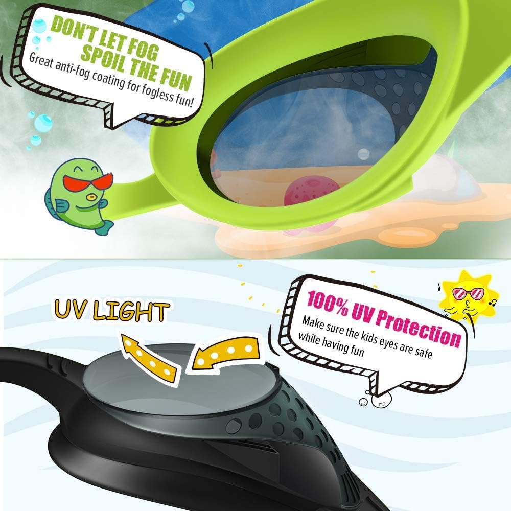 OutdoorMaster Kids Swim Goggles - Quick Adjustable Strap for Comfortable Swimming | 2 Pack