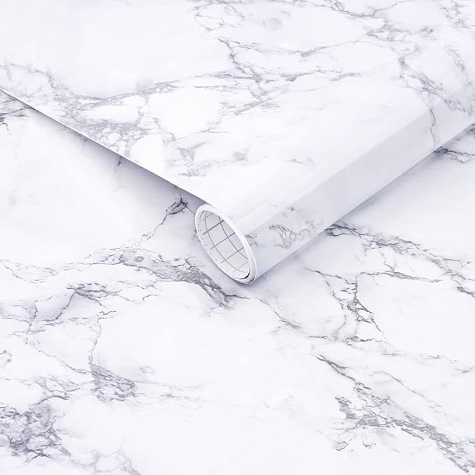 Arthome White Marble Contact Paper