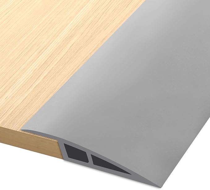 Vinyl Door Threshold Flooring Transition Strip Self Adhesive Carpet Edging Strip for Laminate Doorway Edge Threshold from 2/5" to 3/5" (Gray, 3.3 Ft)