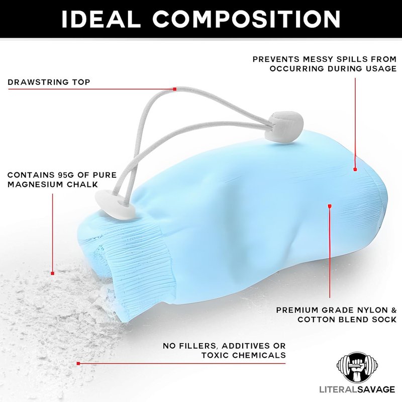 Literal Savage No Mess Climbing Chalk Ball for Lifting, Climbing, Gymnastics & Crossfit – Refillable Chalk Ball with Pure Magnesium Carbonate for Dry Hands & Better Grip – 2.3 oz