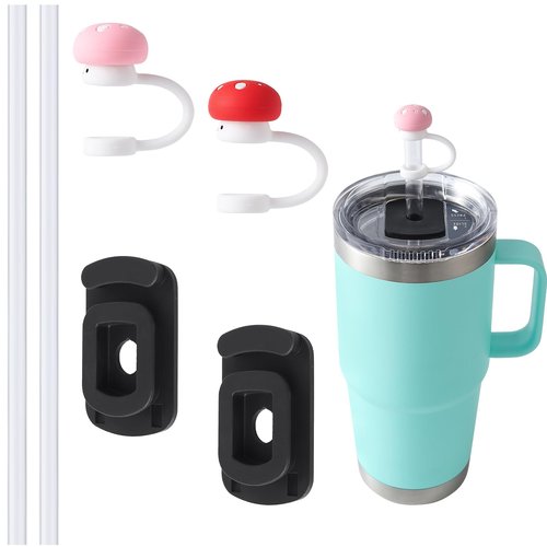 MITCHENIFY Silicone Straw Lid Accessories Set Compatible with YETI 20 oz Travel Mug, Convert Stronghold Cup to Straw Cup, Magnetic Slider Replacement, Including Straws, Spill Stoppers, Straw Covers