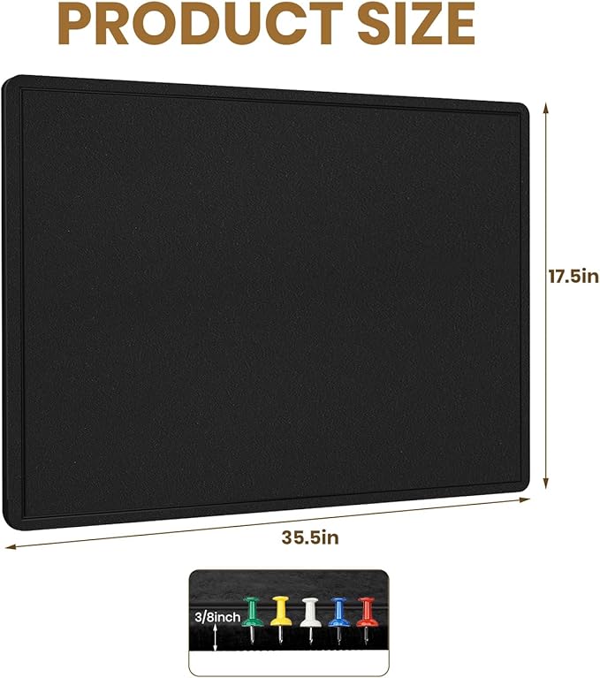 Bulletin Board - 35 x 17.5 inches Decorative Felt Pin Board - Cork Board