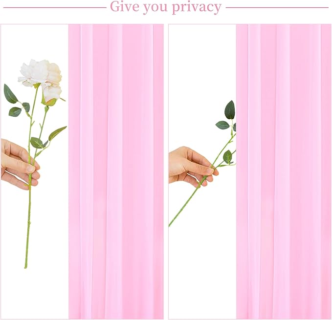 4 Panels Pink Backdrop Curtain for Parties Baby Shower Wrinkle Free Pink Photo Curtains Backdrop Drapes Fabric Decoration for Wedding Birthday Party 20ft(W) x 10ft(H)