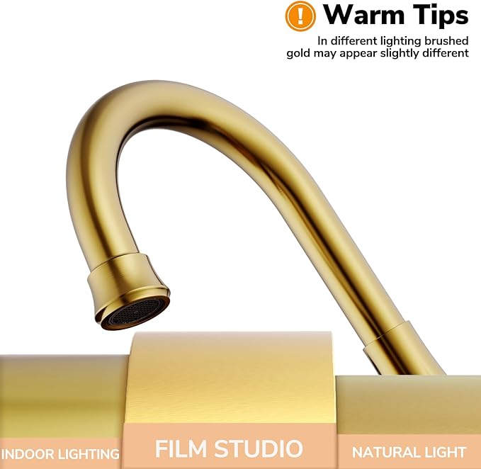 Bathroom Faucets for Sink 3 Hole, Hurran Brushed Gold Bathroom Sink Faucet with Pop-up Drain and Supply Lines, Stainless Steel Lead-Free Widespread Faucet for Vanity RV, 2 Pack