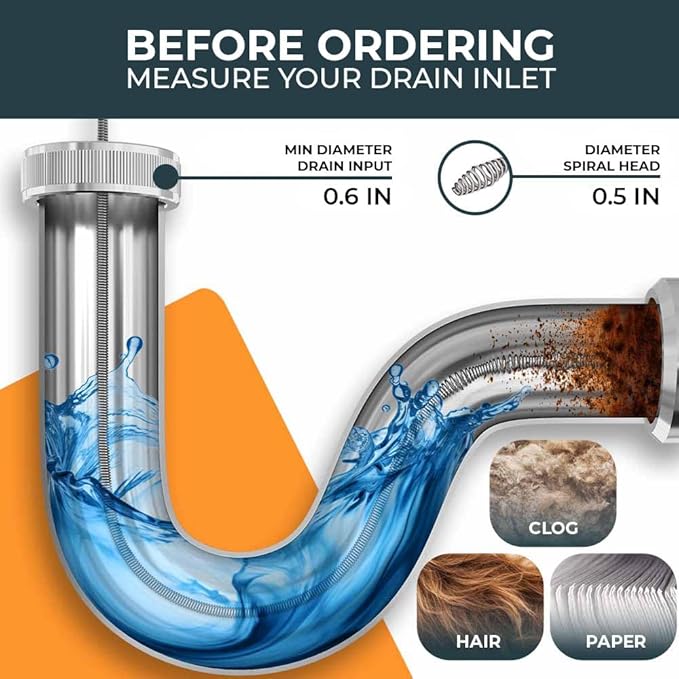drain snake [25 FT] - Auto Feed - Ideal plumbing snake for sink and drain unblocking - Solid drain auger for real DYIs!