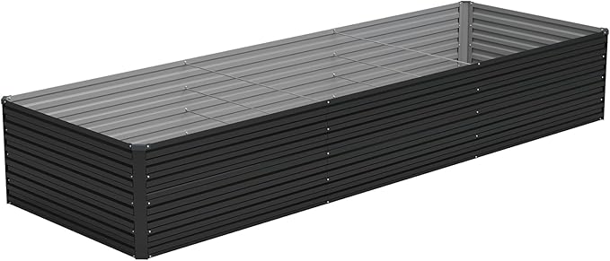 Vengarus 12x2x2FT Galvanized Raised Garden Bed Kit, Deep Root Planter Box Outdoor Large Planter Raised Beds for Planting Flowers,Vegetables and Herbs-Black