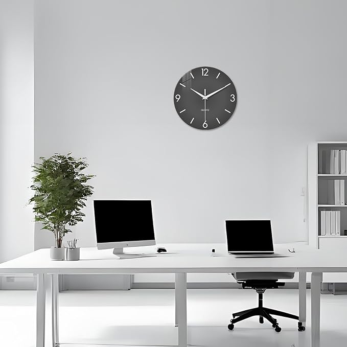 XFM Minimalist Wall Clock 16 Inch Large Grey Wall Clocks Battery Operated Round
