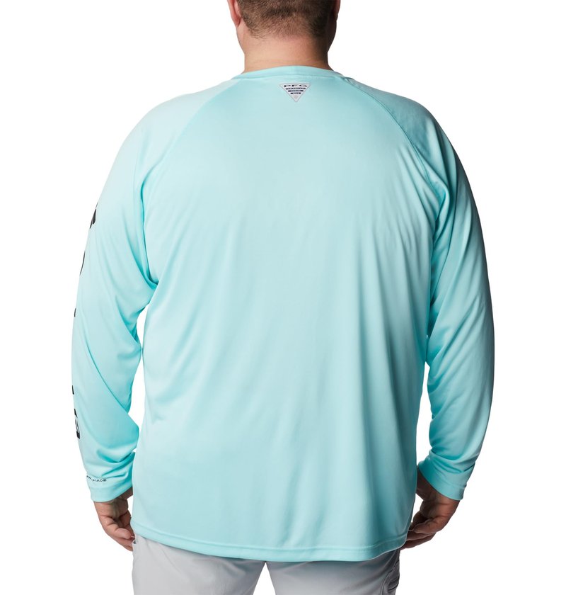 Columbia Men's PFG Terminal Tackle Long Sleeve Fishing Shirt, Gulf Stream/Black Logo, 2X Tall