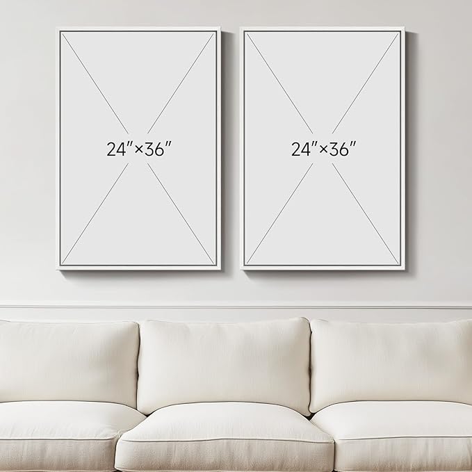 Large White Framed Blue and Gold Abstract Canvas Wall Art