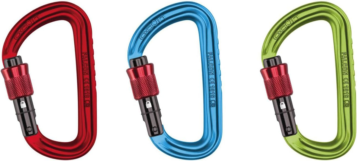 OCUN Falcon Carabiner with Screw Lock, 3-Pack for Rock Climbing