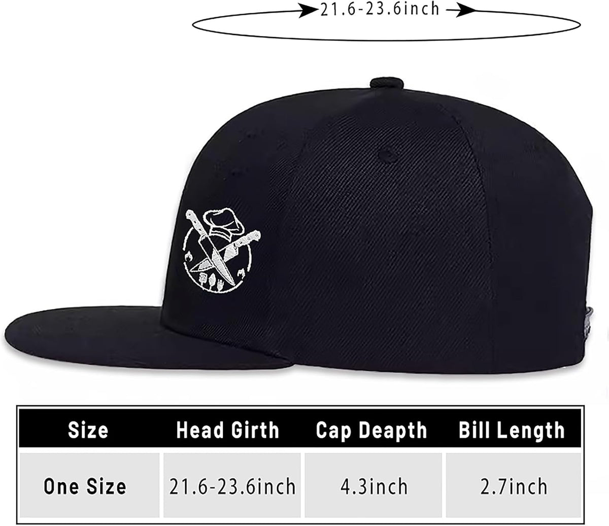 Skiennix Skull Baseball Cap - Embroidered Flat Bill Snapback Hat for Men & Women - Black Trucker Style