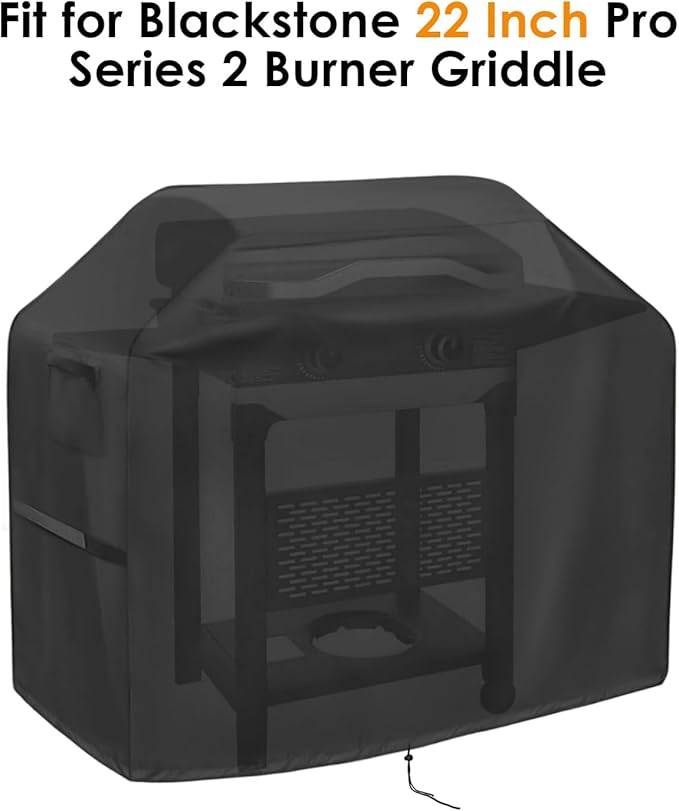 Grill Cover for Blackstone Pro Series 2 Burner 22 Inch Griddle with Double Shelf, Outdoor Waterproof BBQ Covers for Model 2165 2414, Propane Gas Grill Cover