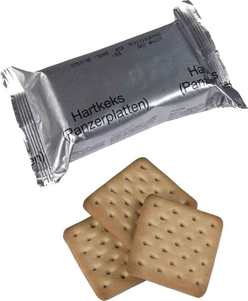 Genuine German Army Survival Food Pack - 4 Hardtack Biscuit Packs (125g) - NATO MRE Crackers