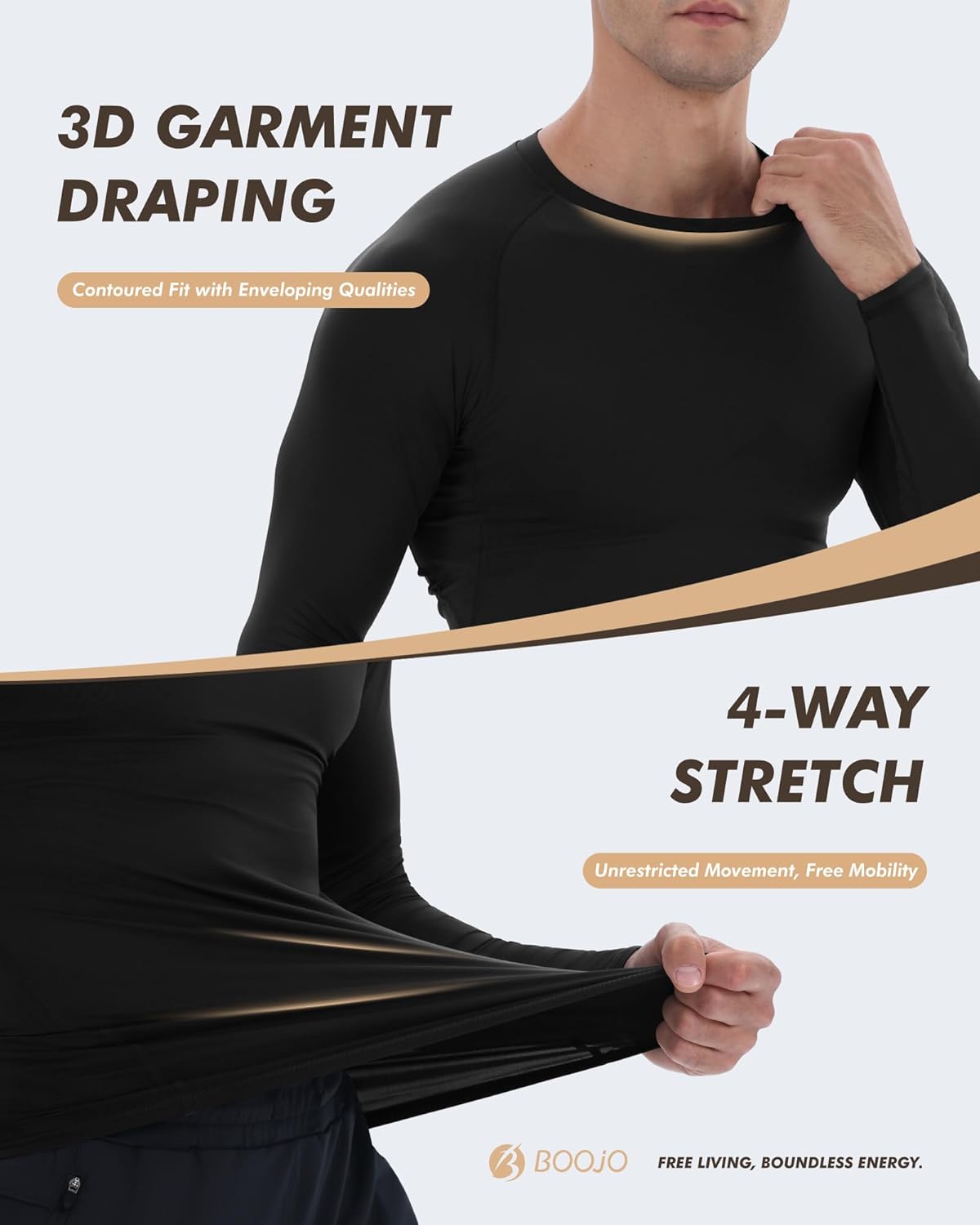 Skiennix Long Sleeve Compression Shirts for Men - Black Quick-Dry Base Layer for Gym & Running | 5 Pack