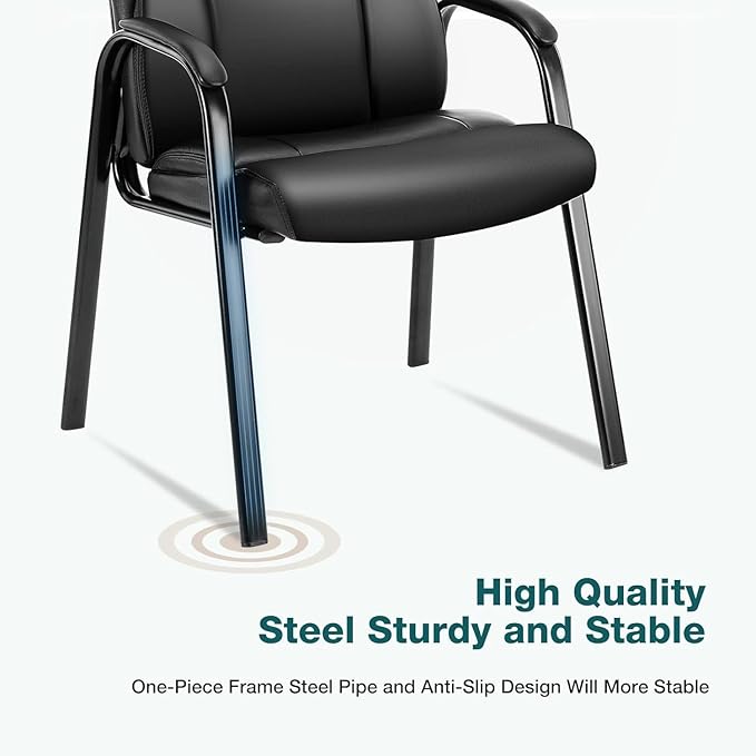 OLIXIS Waiting Room Chair Set of 6, Leather Office Desk Reception Guest Stationary Side Chairs with Padded Arms for Home Conference Lobby Area Meeting Church Medical Clinic Elderly Student