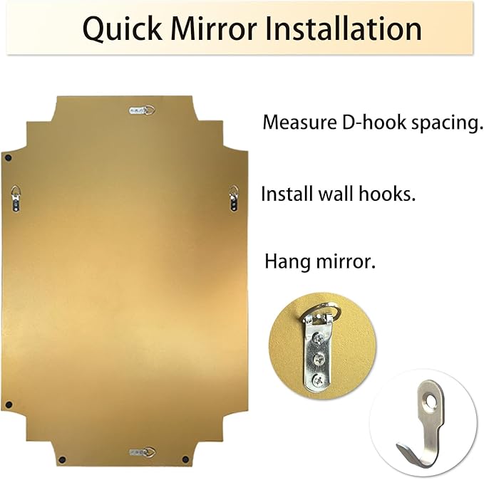 HQiJun 30x20 Inch Gold Bathroom Mirror, Wooden Frame
