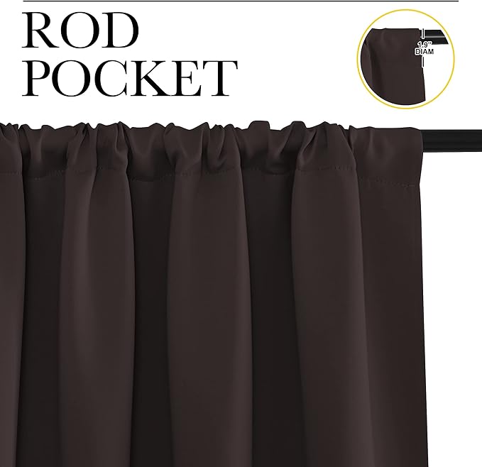 NICETOWN Kitchen Curtains, Short Blackout Curtains & Drapes, Toffee Brown