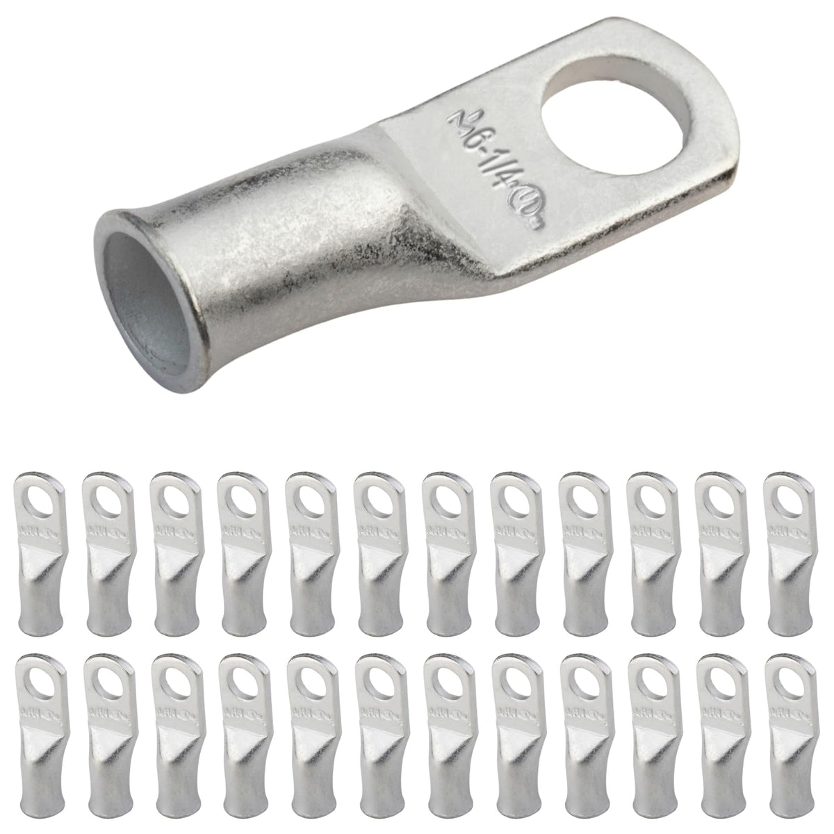 SELTERM 25pcs 6 AWG Marine Grade Tinned Copper Battery Cable Lugs - Durable Ring Terminals for Reliable Connections