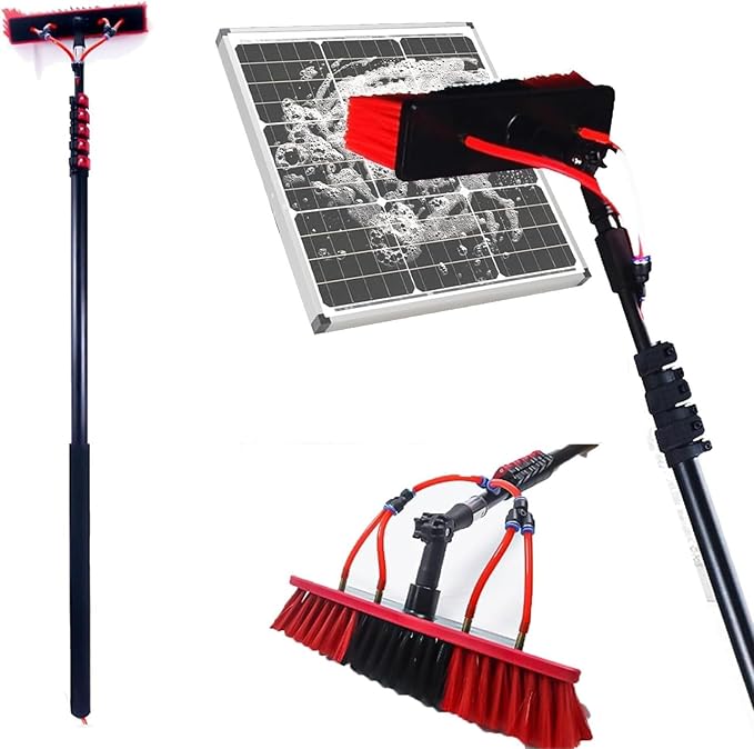 Telescopic Cleaning Brush, Multi-Purpose Water Spray Brush, Solar Panel Cleaning Equipment, Telescopic Hydrocleaner, 3.6m-10.8m, Roof Cleaning Tools Window Cleaner Kit(16FT/4.8M)
