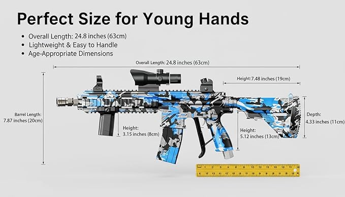 M416 Tactical Style 3600 PSI High Pressure Washer Gun - Foam Cannon Compatible with Swivel & 4 Nozzles - Airsoft Inspired Design for Car Cleaning & Outdoor Use (Blue)