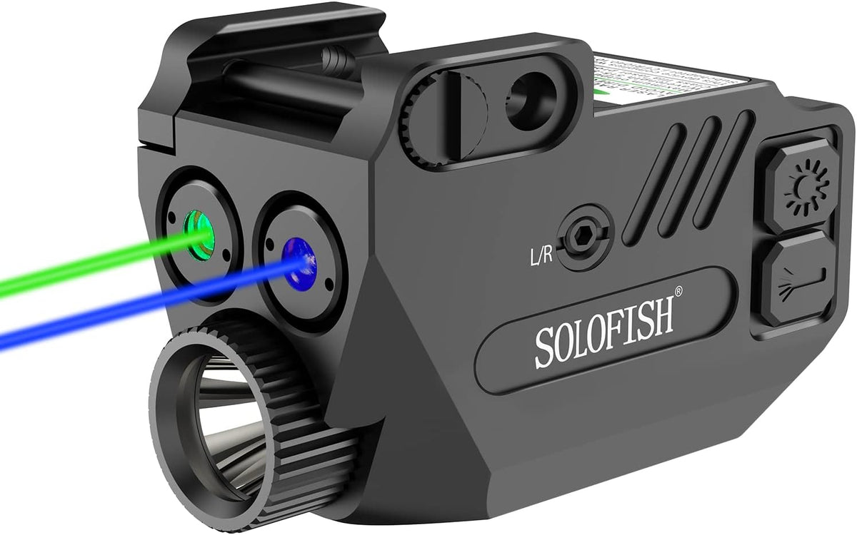 SOLOFISH Pistol Light - 500lm Rechargeable Aluminum Weapon Light with Purple/IR/Green Beam Combo