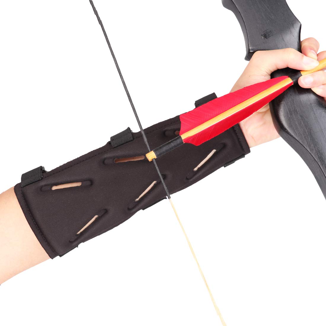 KRATARC Archery Lightweight Finger Tab Gloves & Arm Guard Adjustable Arm Protector for Hunting Target Shooting Accessory Recurve Bow Compound Bow (L)