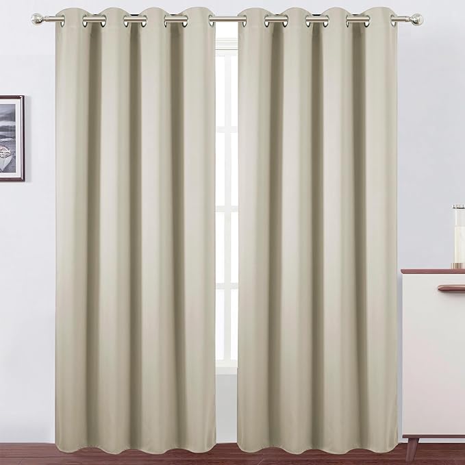 LEMOMO Blackout Curtains 66 x 95 inch/Light Beige Curtains Set of 2