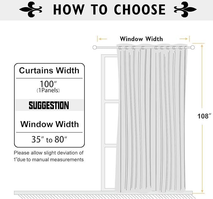 ChrisDowa Room Divider Curtain 108 Inches Long, Wide Blackout Sliding Door